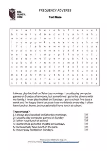 Frequency Adverbs Text Maze