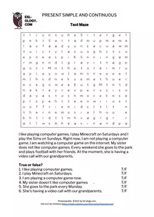  Present Tenses Text Maze