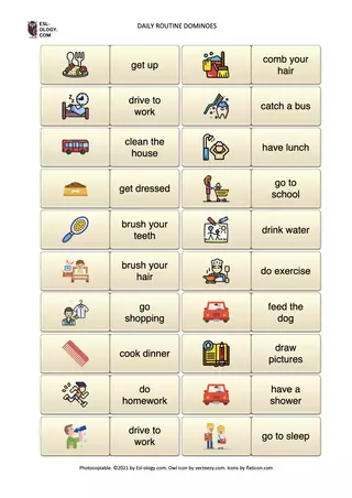 Daily Routine Dominoes Game With Images 